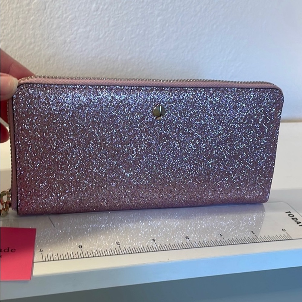 Kate Spade Sparkling Pink Glitter Wallet with Rectangular Shape